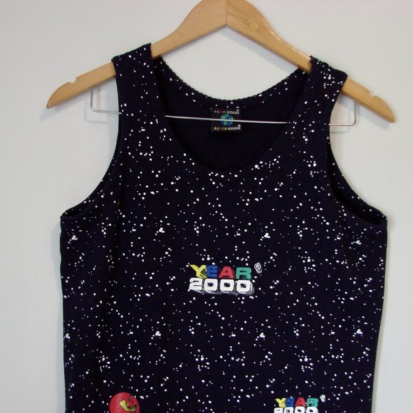 Y2K Mini Dress Year 2000 Tank Sleeveless Navy Blue Stretch Summer Dress Medium - Picture 1 of 11